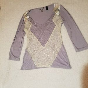 BKE long Sleeve Sequined Shirt